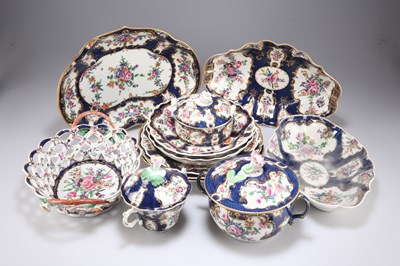 Lot 89 - A COLLECTION OF WORCESTER BLUE-SCALE GROUND PORCELAIN, CIRCA 1770