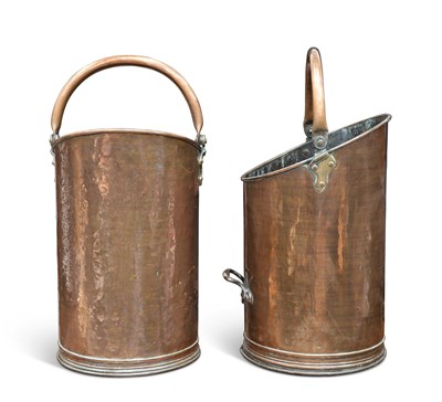 Lot 319 - A GOOD PAIR OF VICTORIAN COPPER COAL SCUTTLES