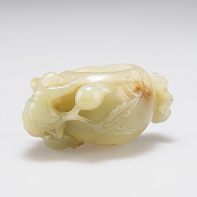 Lot 254 - A CHINESE JADE 'PEACH' BRUSHWASHER