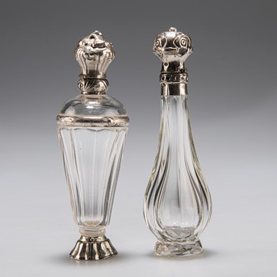 Lot 349 - TWO 19TH CENTURY DUTCH SILVER-MOUNTED SCENT BOTTLES