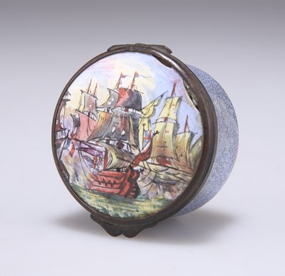 Lot 408 - A BILSTON ENAMEL SNUFF BOX, CIRCA 1780