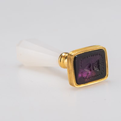 Lot 367 - A GEORGIAN CHALCEDONY AND AMETHYST SEAL