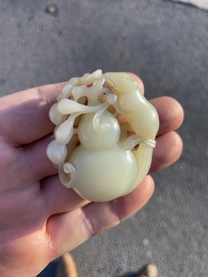 Lot 272 - A CHINESE JADE 'SQUIRREL AND GRAPES' GROUP