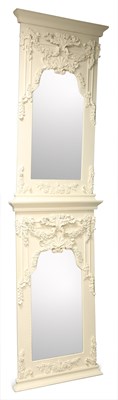 Lot 1407 - A PAIR OF WHITE-PAINTED COMPOSITION PIER MIRRORS