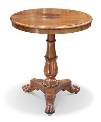 Lot 664 - A WILLIAM IV MAHOGANY TILT-TOP TRIPOD TABLE