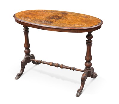 Lot 689 - A VICTORIAN BURR WALNUT SIDE TABLE, CIRCA 1870