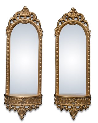 Lot 568 - A PAIR OF PERIOD STYLE GILT-COMPOSITION PIER MIRRORS