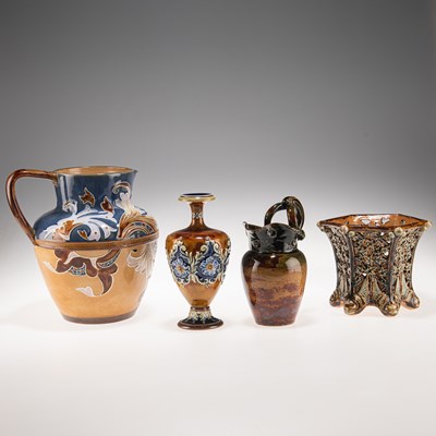 Lot 154 - FOUR PIECES OF LATE 19TH CENTURY DOULTON LAMBETH STONEWARE POTTERY