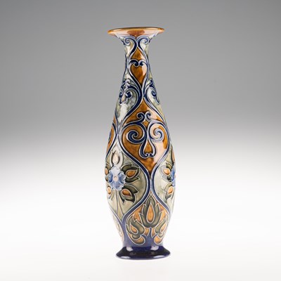 Lot 168 - FRANCIS C. POPE FOR ROYAL DOULTON, AN EARLY 20TH CENTURY STONEWARE BOTTLE VASE