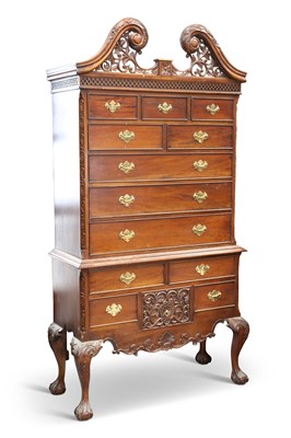 Lot 700 - A HARDWOOD HIGH CHEST, IN AMERICAN COLONIAL STYLE