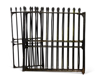 Lot 554 - A LARGE PAIR OF CAST IRON GATES AND A SMALLER GATE EN SUITE