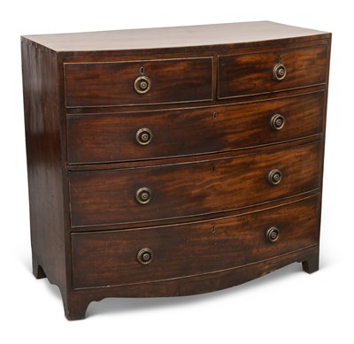 Lot 719 - A REGENCY MAHOGANY BOW-FRONT CHEST OF DRAWERS