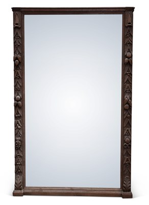 Lot 710 - A VICTORIAN CARVED OAK OVERMANTEL MIRROR