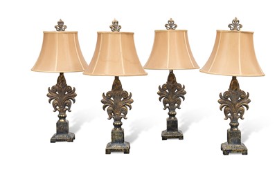 Lot 545 - A SET OF FOUR PERIOD STYLE GILT TABLE LAMPS