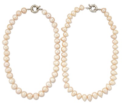 Lot 2470 - TWO CULTURED PEARL NECKLACES