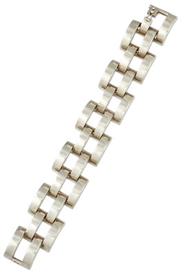 Lot 864 - A HEAVY FRENCH SILVER BRICK LINK BRACELET