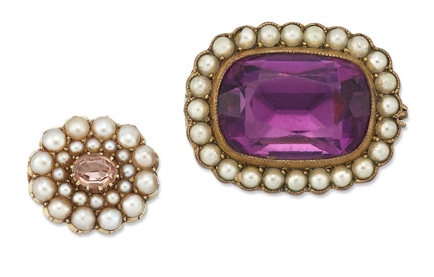 Lot 895 - TWO MID-19TH CENTURY GEM-SET BROOCHES