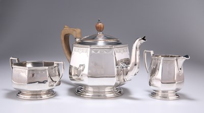 Lot 252 - AN ART DECO SILVER THREE-PIECE TEA SERVICE