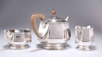 Lot 252 - AN ART DECO SILVER THREE-PIECE TEA SERVICE
