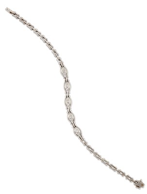 Lot 2308 - AN 18 CARAT WHITE GOLD DIAMOND BRACELET