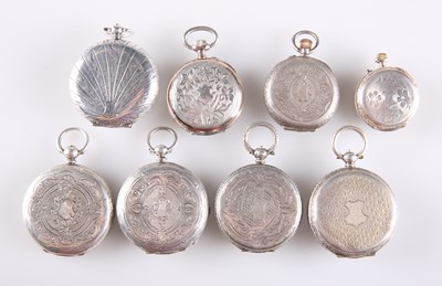 Lot 789 - EIGHT VARIOUS SILVER FOB WATCHES