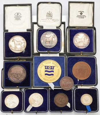 Lot 2191 - A GROUP OF SILVER AND BRONZE AGRICULTURAL PRIZE MEDALLIONS
