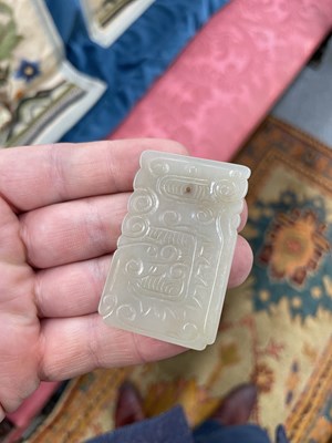 Lot 667 - THREE CHINESE JADE PENDANT PLAQUES