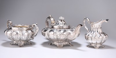 Lot 374 - A 19TH CENTURY SILVER THREE-PIECE TEA SERVICE