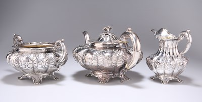 Lot 374 - A 19TH CENTURY SILVER THREE-PIECE TEA SERVICE