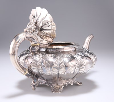 Lot 374 - A 19TH CENTURY SILVER THREE-PIECE TEA SERVICE