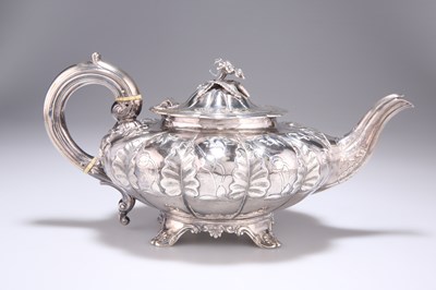 Lot 374 - A 19TH CENTURY SILVER THREE-PIECE TEA SERVICE