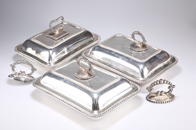 Lot 7 - THREE SILVER-PLATED ENTRÉE DISHES, LATE 19TH CENTURY