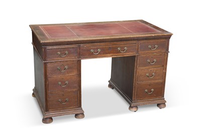 Lot 1297 - AN OAK PEDESTAL DESK, CIRCA 1900