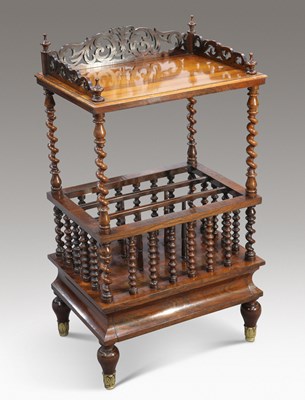 Lot 1342 - A VICTORIAN ROSEWOOD CANTERBURY WHAT-NOT