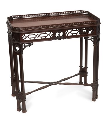 Lot 1246 - A CHIPPENDALE STYLE MAHOGANY SILVER TABLE, 19TH CENTURY