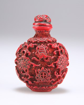 Lot 158 - A CHINESE CINNABAR LACQUER SNUFF BOTTLE