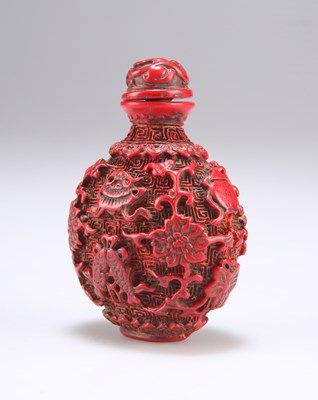Lot 158 - A CHINESE CINNABAR LACQUER SNUFF BOTTLE