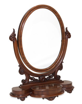 Lot 1413 - TWO 19TH CENTURY MAHOGANY TOILET MIRRORS, AND A VICTORIAN ROSEWOOD TEA CADDY