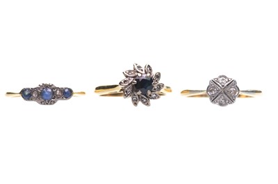 Lot 798 - THREE GEM-SET RINGS