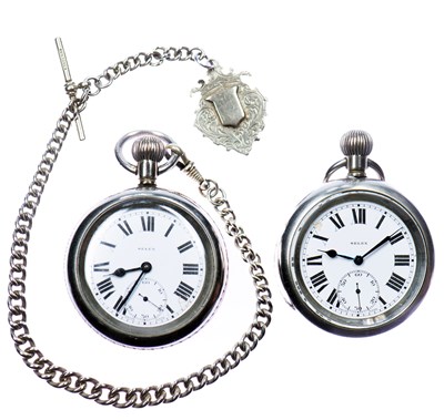 Lot 792 - RAILWAY INTEREST: TWO L.N.E.R SELEX NICKEL-PLATED OPEN-FACED POCKET WATCHES