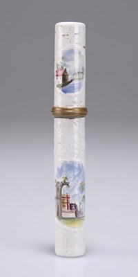 Lot 736 - A STAFFORDSHIRE ENAMEL BODKIN CASE, LATE 18TH CENTURY