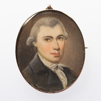 Lot 748 - AN 18TH CENTURY PORTRAIT MINIATURE BROOCH