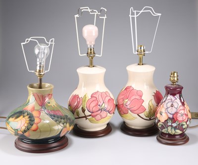 Lot 575 - FOUR MOORCROFT POTTERY TABLE LAMPS