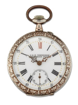 Lot 1490 - AN OPEN FACED POCKET WATCH