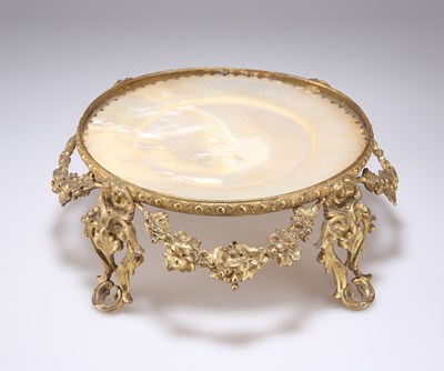 Lot 175 - A 19TH CENTURY GILT BRONZE AND MOTHER-OF-PEARL CENTREPIECE