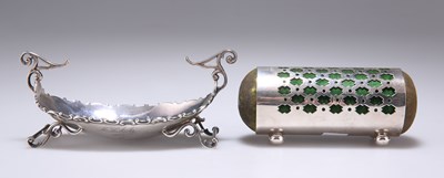 Lot 34 - AN AMERICAN STERLING SILVER DISH AND AN EDWARDIAN SILVER-PLATED PIN-CUSHION