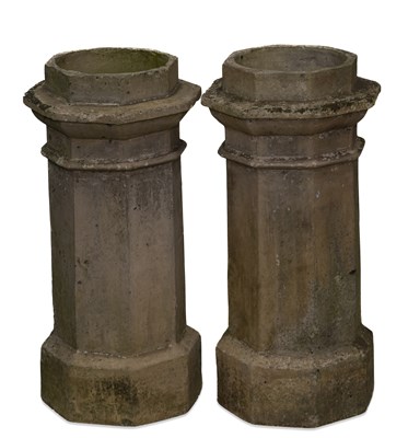 Lot 696 - A PAIR OF VICTORIAN BUFF CHIMNEY POTS