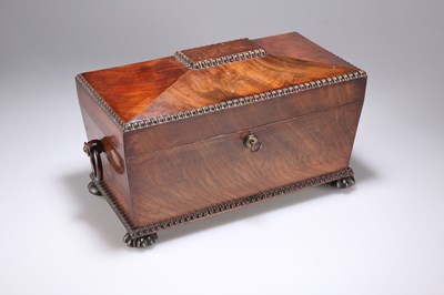 Lot 886 - A WILLIAM IV MAHOGANY TEA CADDY