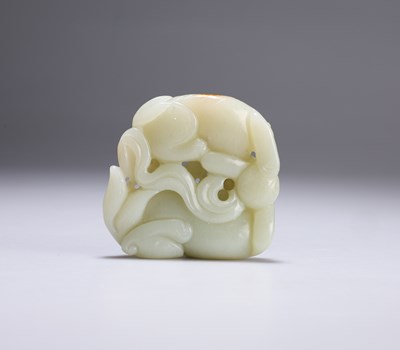 Lot 649 - A CHINESE JADE CARVING OF LION DOGS