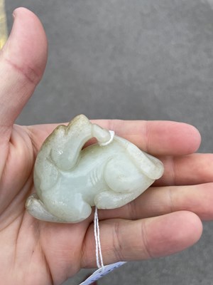 Lot 628 - A CHINESE JADE RAM CARVING